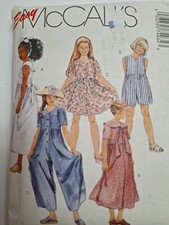 Dress Jumpsuit Shortalls Girls 10 12 14 McCalls 7493 Sewing Pattern Cut Easy
