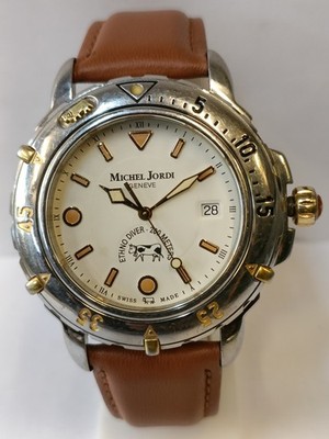 MICHEL JORDI GENEVE ETHNO DIVER QUARTZ WHITE DIAL SWISS MEN'S