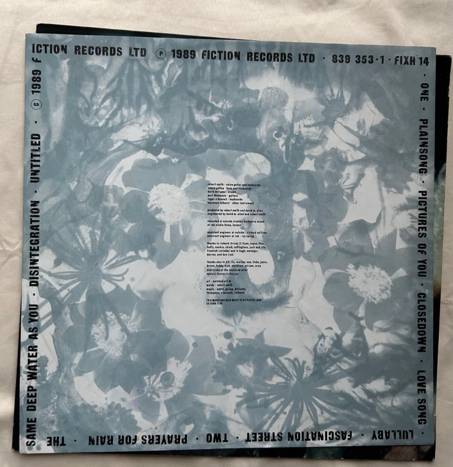 THE CURE ~Original 1989 1st Press Germany DISINTEGRATION Vinyl LP~ FIXH14 VG/VG+ - Image 4 of 4