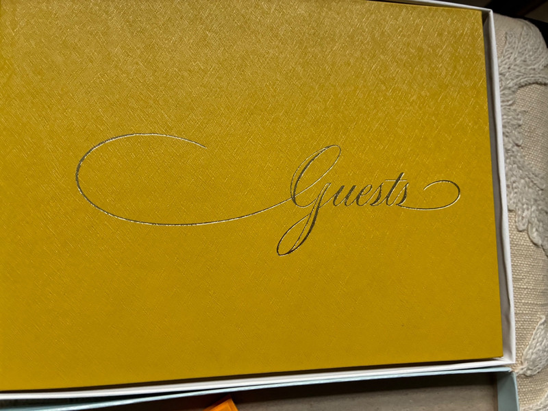 NEW OLD STOCK LEMON "C.R. GIBSON" WEDDING/ GUEST BOOK, MADE IN USA, IN BOX
