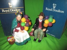 Royal Doulton Figurines Old Balloon Seller Lady HN1315 & Balloon ManHN1954 Boxed