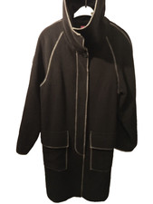 Manteau noir femme à col montant – Laine & viscose – Taille 38 – Doublé