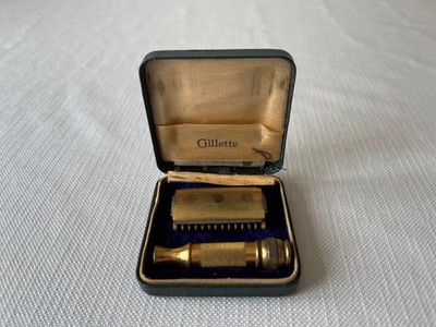 Vintage verpackter Messing Rasierhobel von Gillette