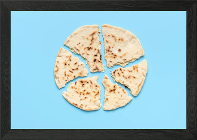 Naan Brot minimalistisch gerahmtes Wandbild Poster Leinwanddruck Bild