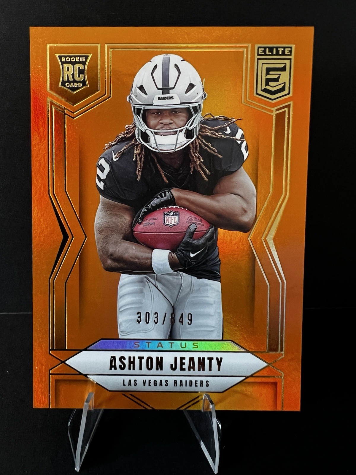 2025 Donruss Elite Ashton Jeanty #113 Status Orange RC /849 Las Vegas Raiders