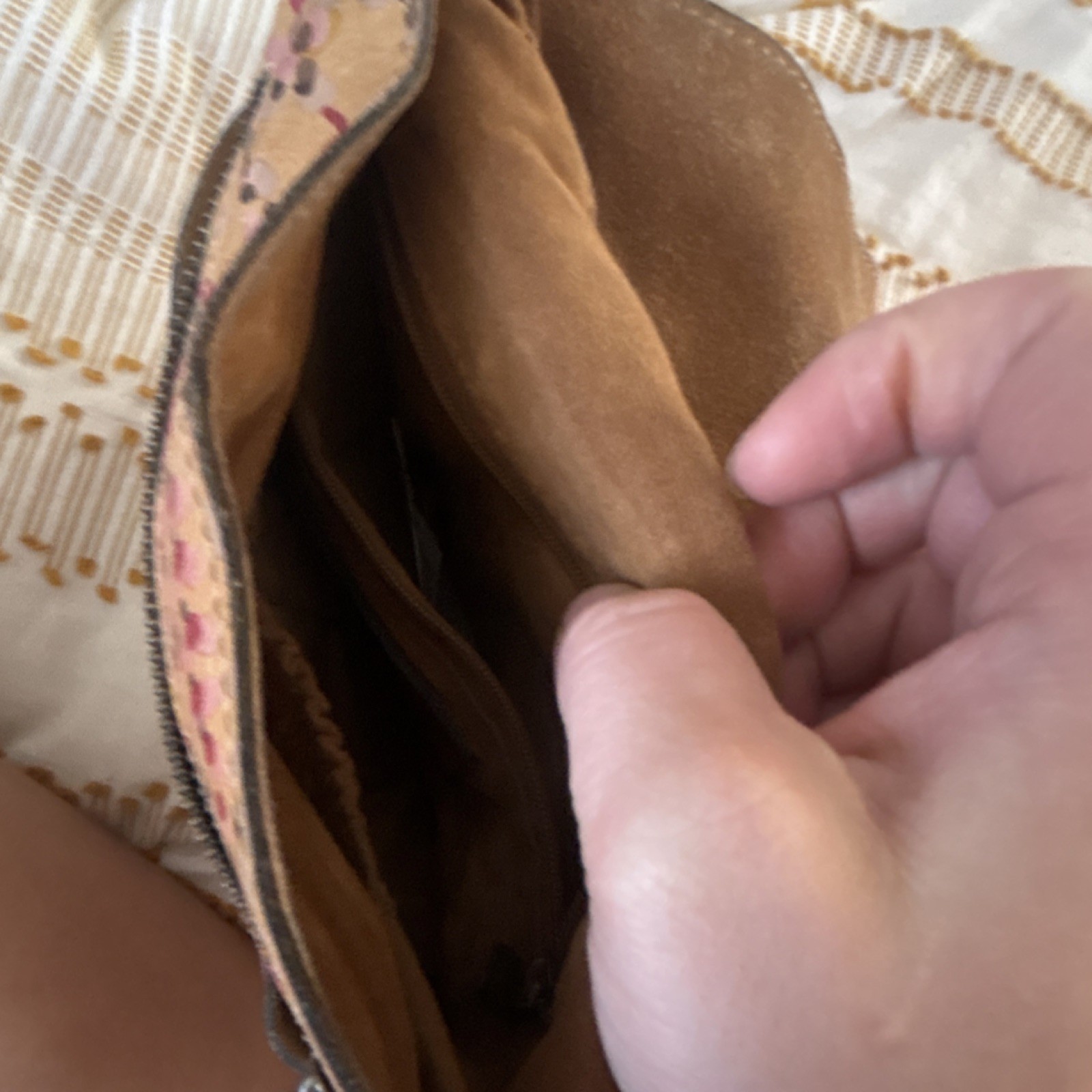 Tan Multicolor Abstract Pattern Shoulder boho Bag… - image 3