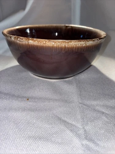 Vintage McCoy Pottery # 7027 brown drip glazed round bowl USA