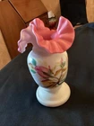 Fenton L.G. Wright Vintage Hand-Painted Peach Blow Mosse Rose Bowl/Vase