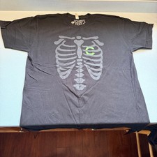 Chive Tees Skeleton Ribcage Graphic T-Shirt Black L Cotton Made In USA