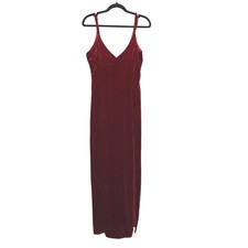 Lulus Maxi Dress Small Red Velvet V-Neck Gown Wedding Guest Cocktail Homecoming