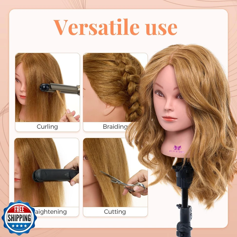 Neverland 18 Inch Mannequin Head Human Hair,100% Real Hair Braiding Cosmetolo - Image 4 of 4