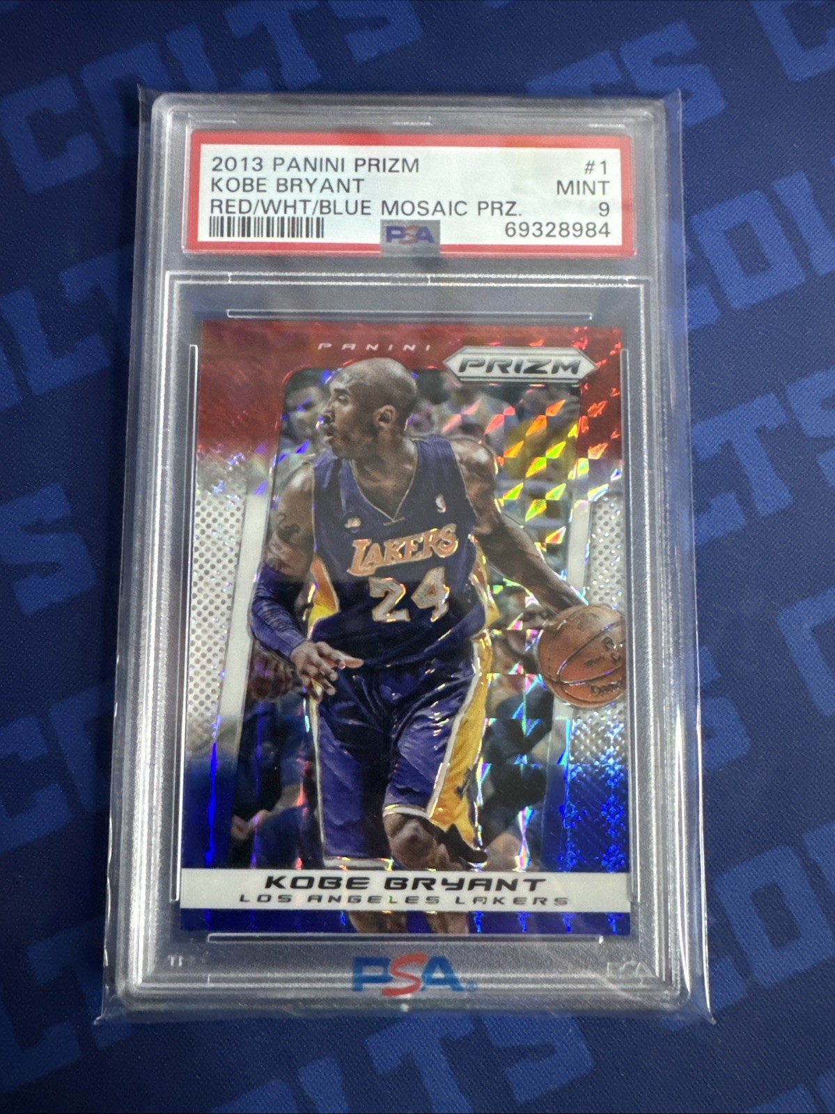 2013 Panini Prizm Kobe Bryant Red White & Blue Mosaic Prizm PSA 9