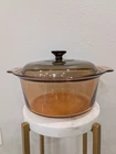 Vintage Vision Corning Ware Pyrex Amber  5L Dutch Oven Stock Pot with Lid  USA