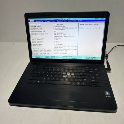 Compaq Presario CQ57 15'' Laptop AMD E-300 2gb Ram No Drives Boots Bios No P/S