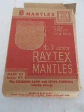 6 Vintage Coleman Raytex No. 31 Junior Lantern Mantles with Box