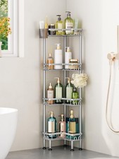 Standing Shower Caddy Corner - 4 Tier Corner Shower Organizer with Toothbrush