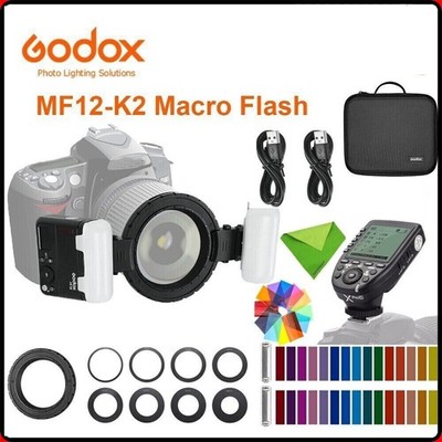 Godox MF12-K2 TTL Macro Blitz Makroblitz mit Akku Filter Set+Xpro-C Trigger