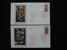 FDC France 1980 (x2) Red Cros wood sculpture wine harvesting