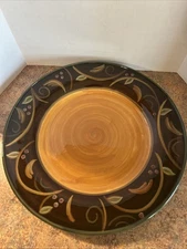 Demdaco Chocolate 11" Dinner Plate 2002 by Deb Hrabik Gold Center