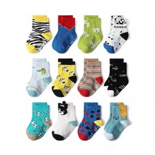 12 Pairs Boys Girls Ankle Socks Non Slip Babys Kids Cotton Gripper Grip Newborn