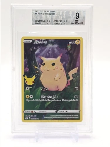 PIKACHU 2021 POKEMON CELEBRATIONS HOLO RARE C 005/025 BGS 9 Q1404