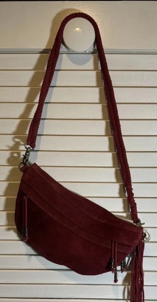 Free People Sweet Talker Red Suede Sling Bag Removable Braided Strap NWT $88 - Image 3 of 4