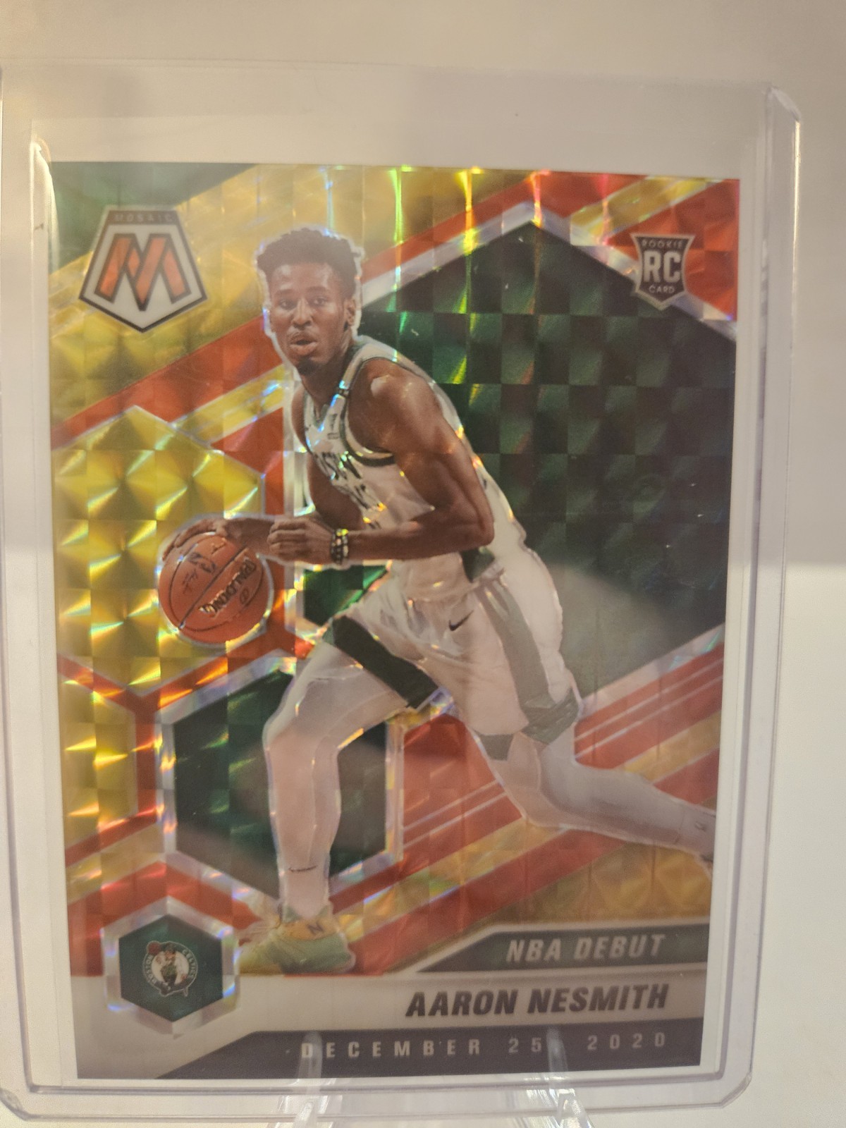 Aaron Nesmith RC 2020-21 Panini Mosaic NBA Debut Choice Fusion Red Yellow 10/88