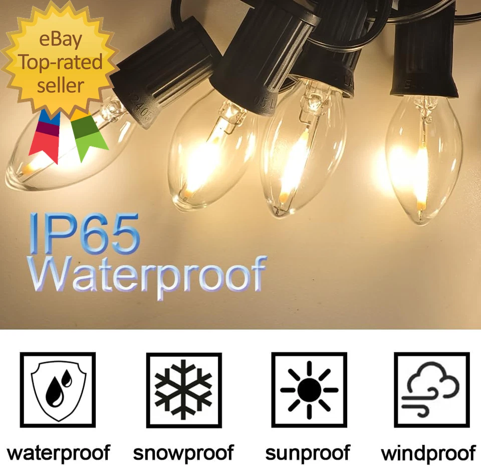 6 Pack C7 Clear Led Replacement Christmas Light Bulb C7 E12 Base 120V Waterproof - Image 3 of 4
