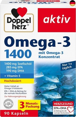 Doppelherz Omega-3 1400 mg - Hochdosiertes Omega-3-Konzentrat plus Vitamin E -