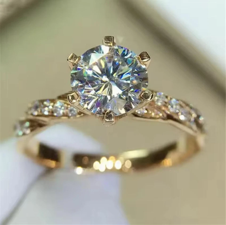 925 Sterling Silber Ehering Damen Ring Zirkonia Strass Frauen Verlobung Gold Ges - Bild 2 von 4