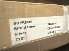 Supreme 900x1850 Bi-Fold Shower Door Silver Frame Clear Glass 24kg 7233