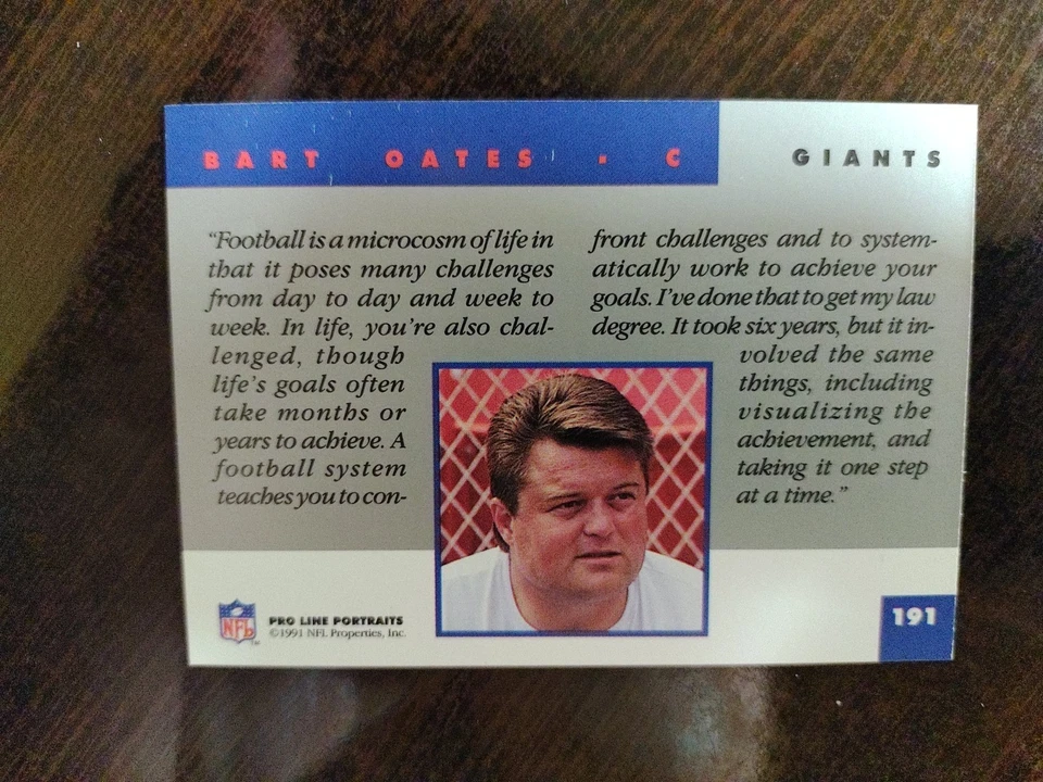 1991 Pro Line Portraits - Riesenberg, Bart Oates, Myron Guyton - New York Giants - Image 3 of 4