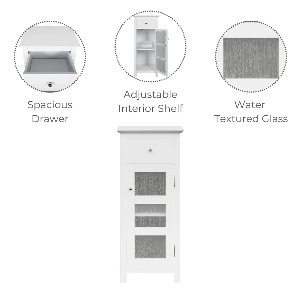 Armario de piso Teamson Home Connor con estante y cajón ajustables, blanco Foto 4 de 4