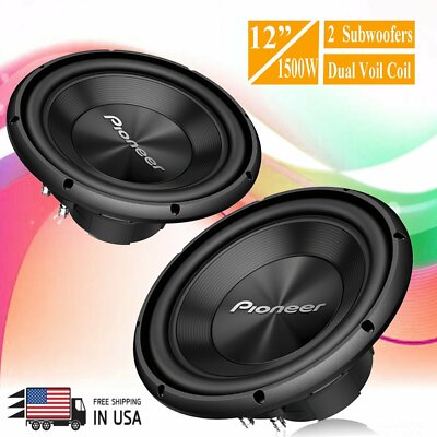 2x Pioneer TS-A300D4 1500 Watts 12'' Dual Voil Coil 4-Ohm Car Subwoofer A-Series
