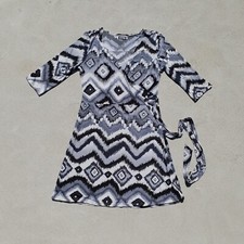 Vintage Beaut'e Fashion Wrap Dress Womens Medium Grey Long Sleeve Beauty