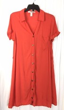 Forever 21 Women’s Shirt Dress Dark Orange Button Up Casual Spring Summer Size M