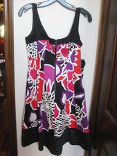 NWT Nine West Black Red Fit & Flare Floral Sun Dress Size 2 Front Zipper