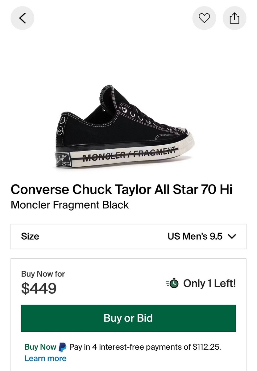 Fragment Design x MONCLER x Converse Chuck 70 Low “Black Fragment Design x MONCLER x Converse Chuck 70 Low “Black
