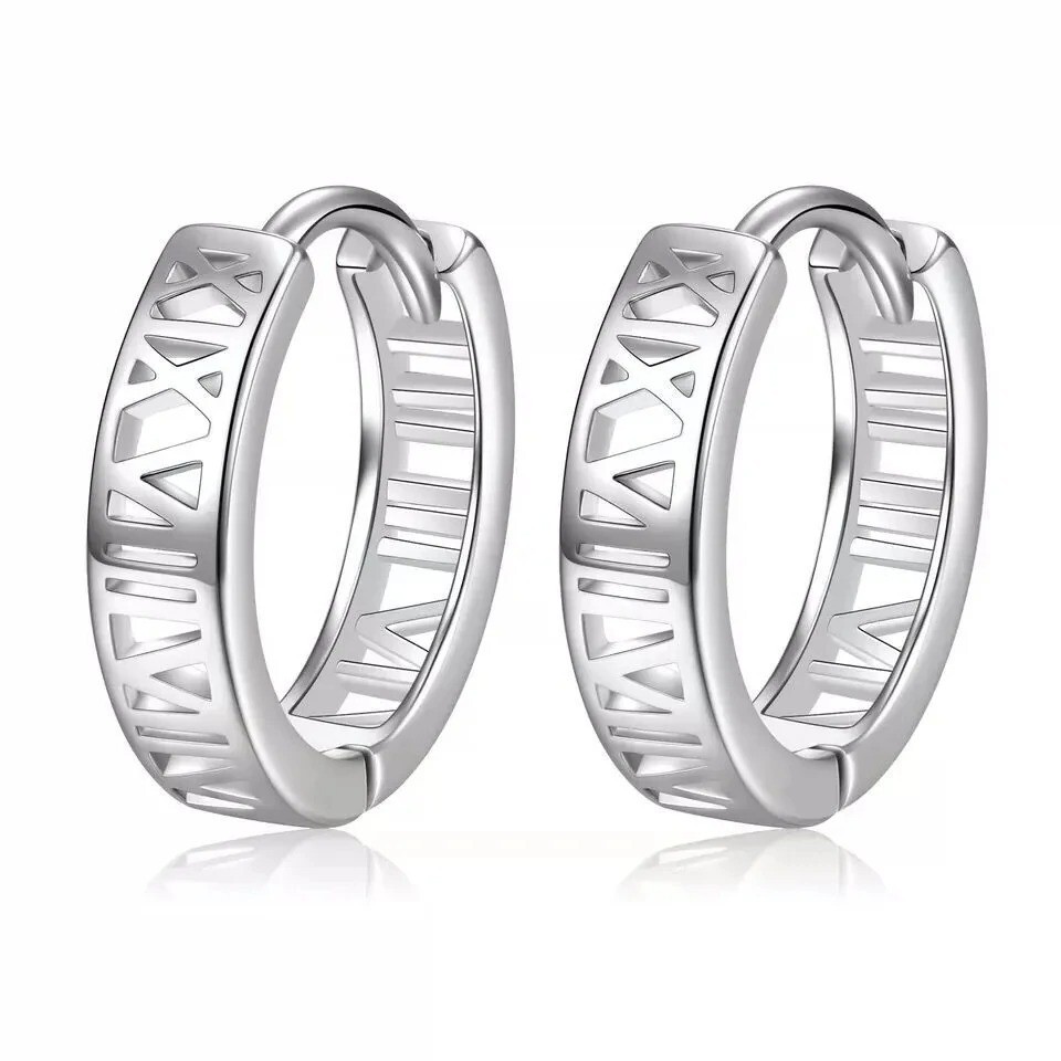 Vintage Hip-Hop Punk 925 Sterling Silver Geometry Cuff Earrings for Men and Women