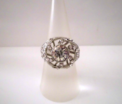 °° Fingerring - silber - Strasssteine - 18 mm (56) °°