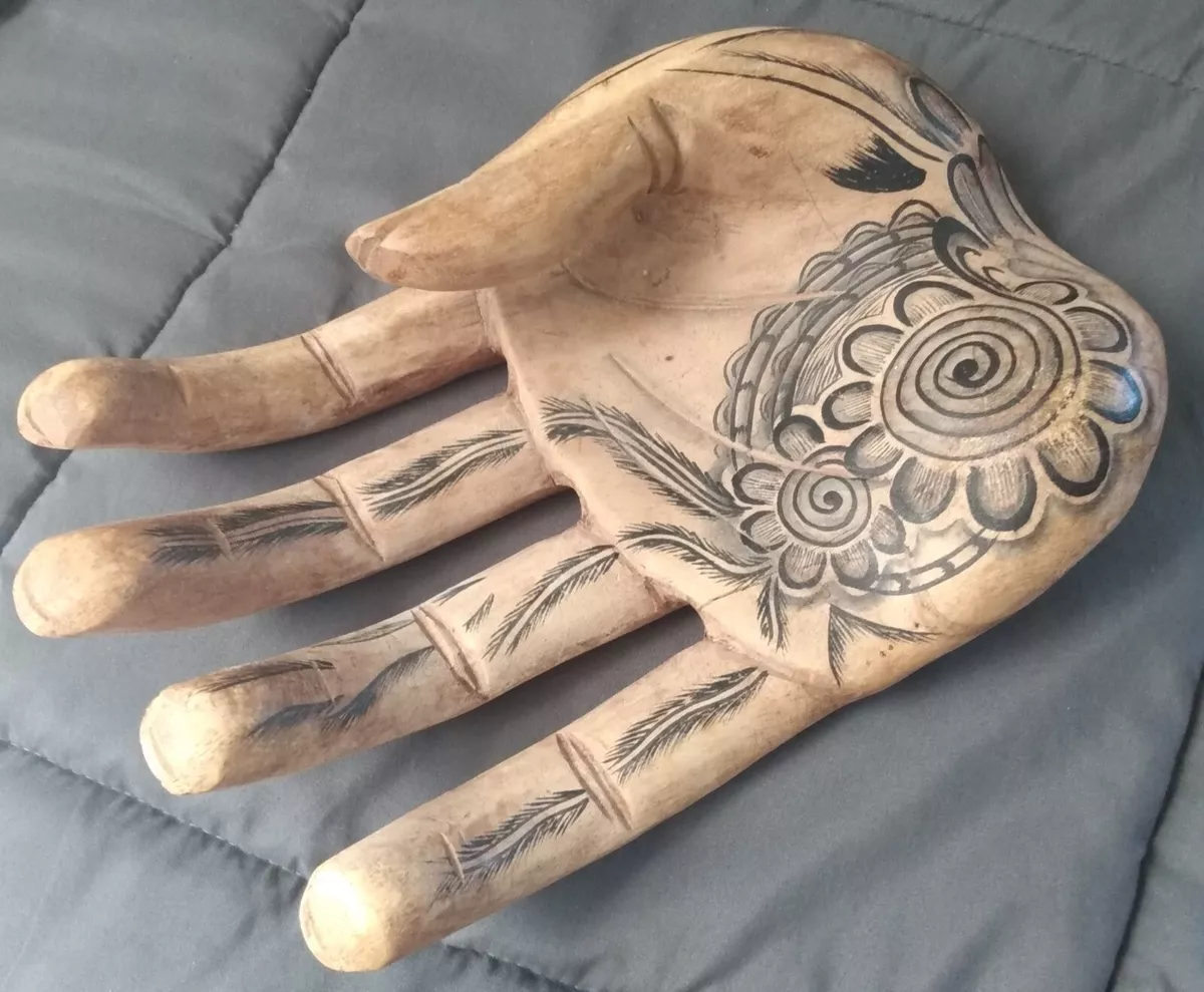 Carved Wooden Hand/Folk Art/Mexican/Latin America/Vintage Tattoo Design