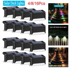 Solar LED Bright Deck Stair Lights Outdoor Garden Patio Railing Path Lighting US
