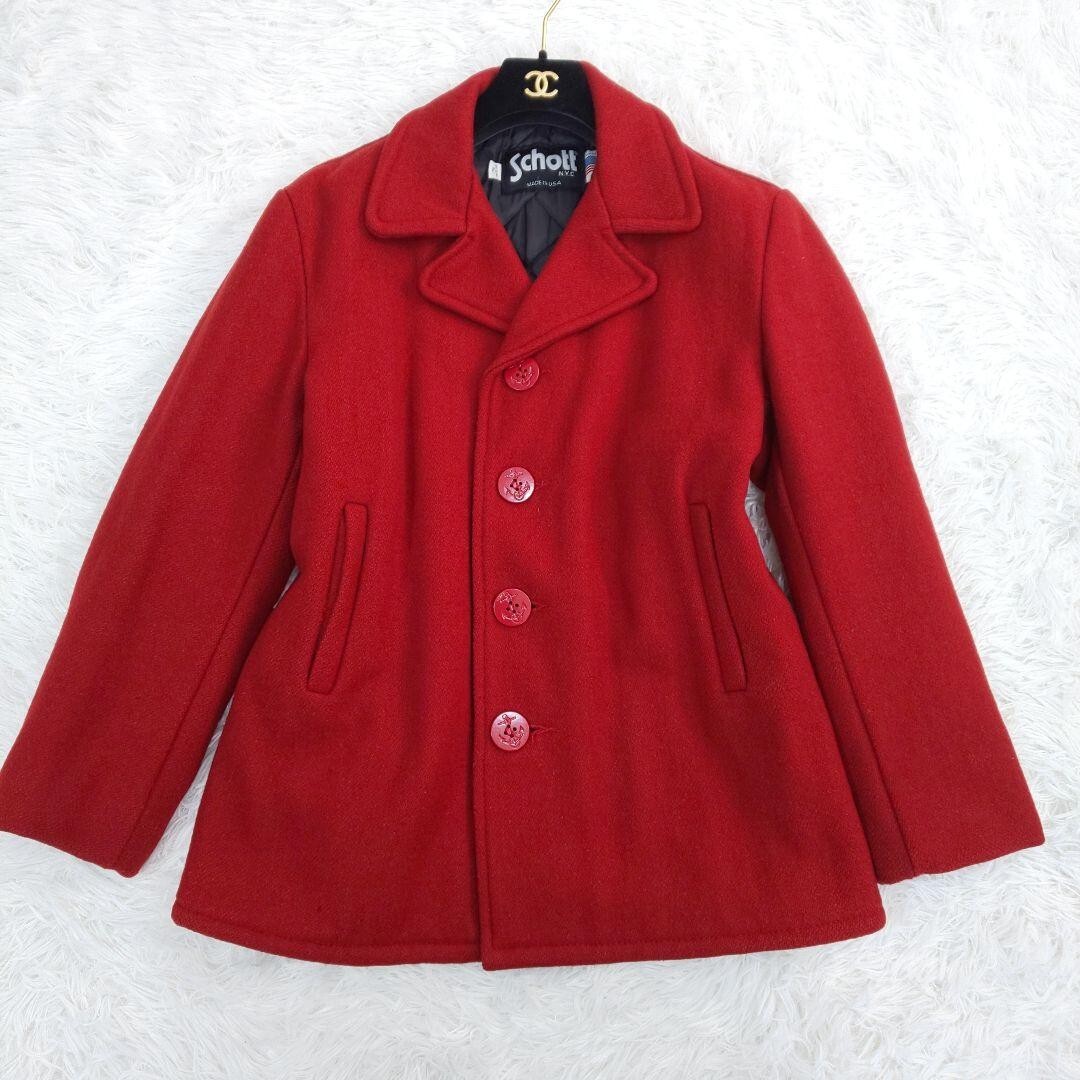 SCHOTT Single Pea Coat 756TG Color Red Size 40 | eBay