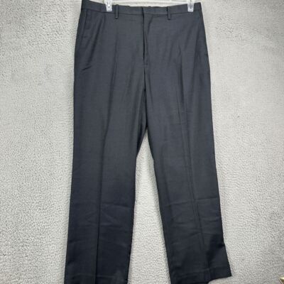 Axist Dress Pants Mens 36X30 Black Performance Tailored Flat Front Straight NEW