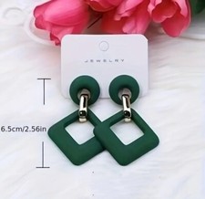 Colorful Hollow Rhombus Shape Dangle Earrings Vacation Party Style Trendy Female