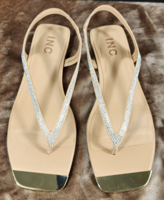 NEW I.N.C. Woman's Jeweled Thong Flat Low Heeled Sandals Size 8.5 M