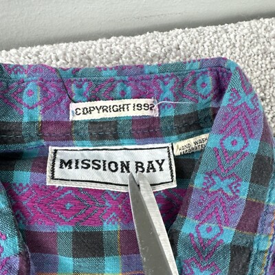 Vintage 90s Green Pink Plaid Woven Cotton Shirt XL Relaxed