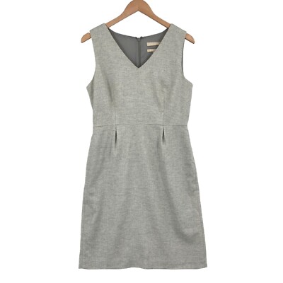 Banana Republic Sheath Dress Womens 10P Silver Metallic Threads Wool Back Zipper