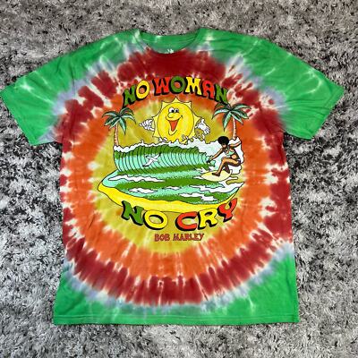 Bob Marley No Woman No Cry T-Shirt Men's Size Large Tie Dye Short Sleeve
