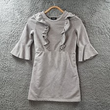 Bardot Junior Girls Pencil Dress Size 8 Grey Stretch Knit 3/4 Sleeve Ruffles